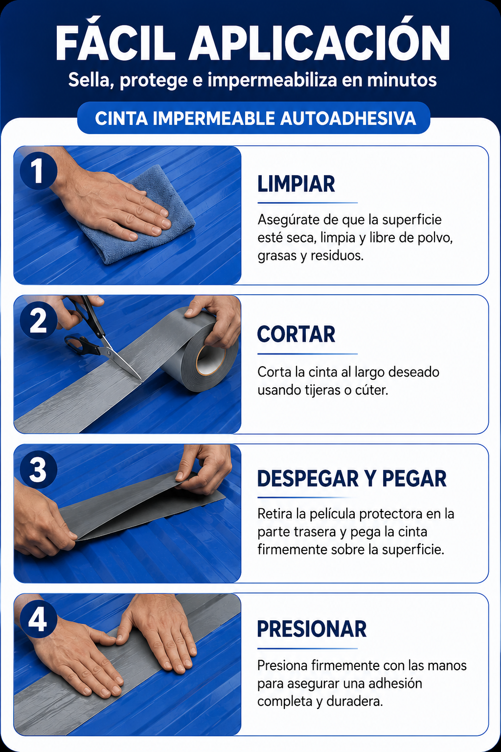 Cinta Adhesiva Impermeable – ¡Resiste Todo! (1m x 10m)