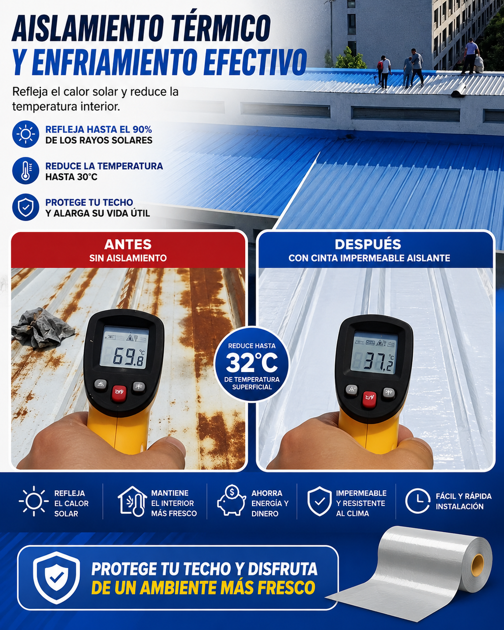 Cinta Adhesiva Impermeable – ¡Resiste Todo! (1m x 10m)