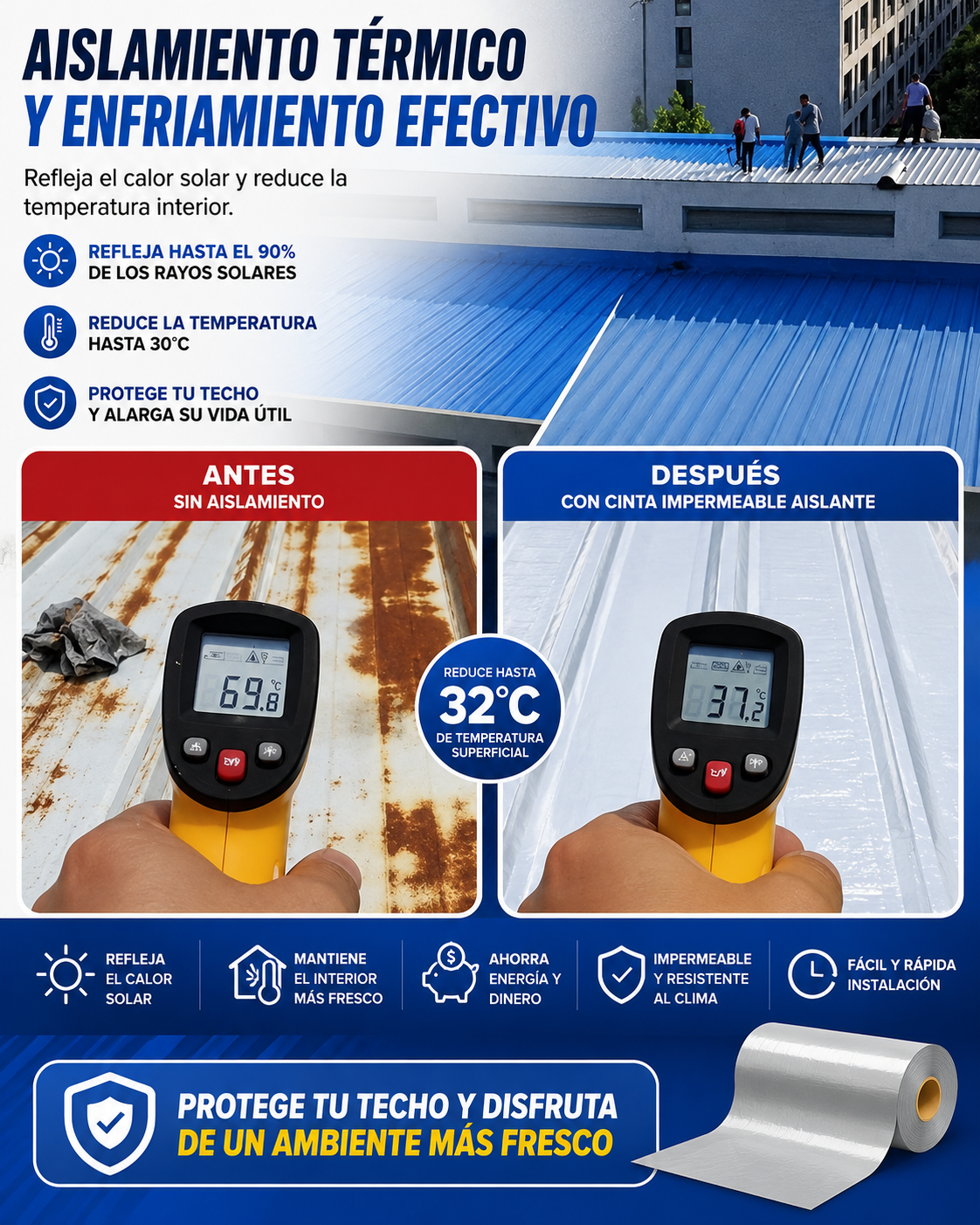 Cinta Adhesiva Impermeable – ¡Resiste Todo! (1m x 10m)